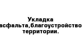 Укладка асфальта,благоустройство территории.